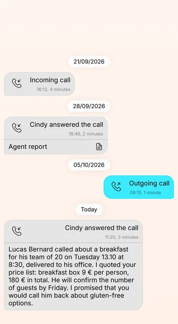 After each call: a note on who called and what was agreed