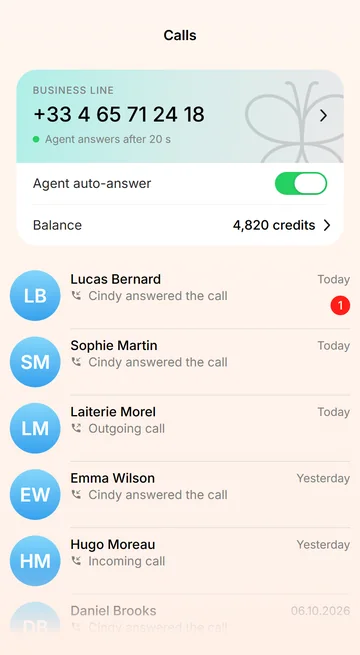 Every call on your business line, with the ones Cindy answered