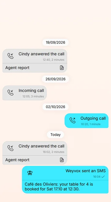 With the customer’s yes, Cindy texts a confirmation of the booking