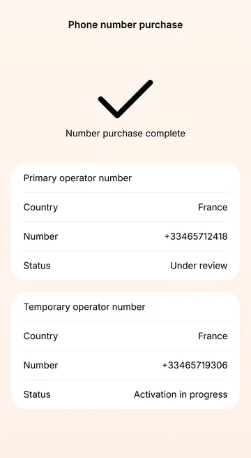 Buy a number in the app; a temporary one works during review