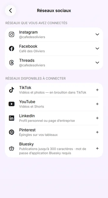 8 réseaux à connecter : Instagram, TikTok, YouTube et plus