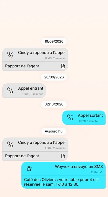 Avec l’accord du client, Cindy envoie un SMS de confirmation