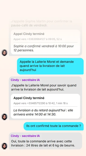Le résultat de l’appel arrive dans le chat, posez vos questions