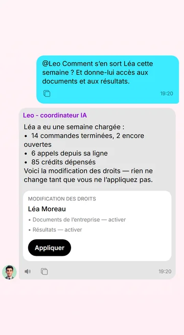 Leo résume la semaine d’un membre de l’équipe et propose ses droits