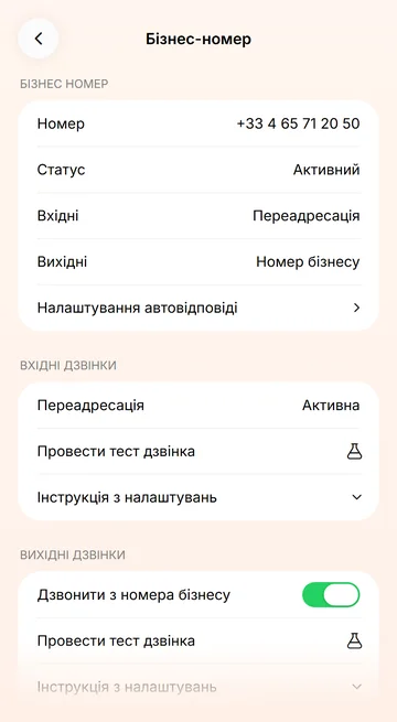 Свій бізнес-номер — для вхідних і вихідних дзвінків